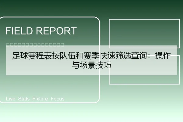 足球赛程表按队伍和赛季快速筛选查询：操作与场景技巧